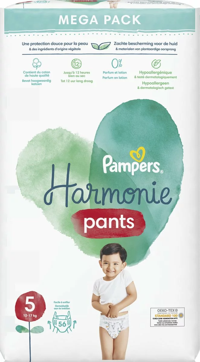 Pampers® Pampers Harmonie Pants Maat 5 (12kg-17kg) - Mega Pack 2 X 56 Luierbroekjes 10 Pampers® Pampers Harmonie Pants Maat 5 (12kg-17kg) - Mega Pack 2 X 56 Luierbroekjes - Afbeelding 8