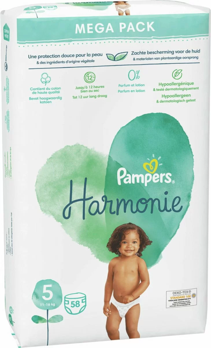 Pampers® Pampers Harmonie Luiers Maat 5 - 58 Luiers 6 Pampers® Pampers Harmonie Luiers Maat 5 - 58 Luiers - Afbeelding 4