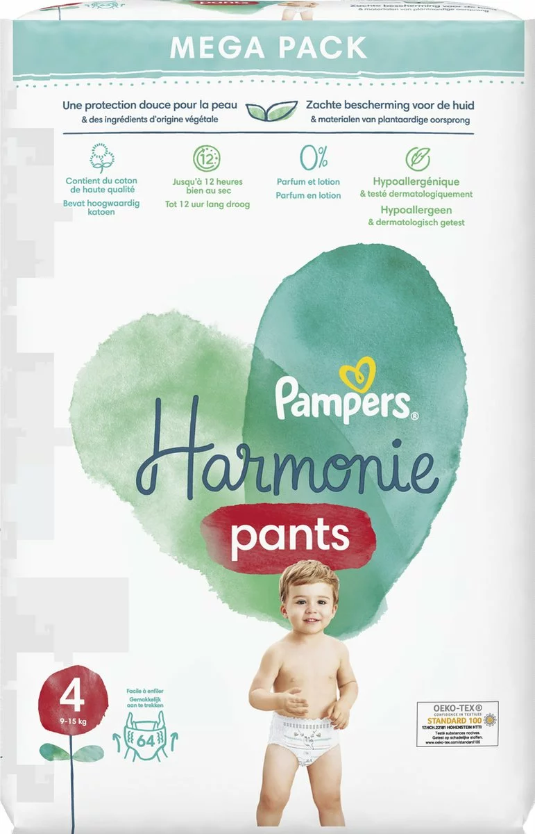 Pampers® Pampers Harmonie Pants Maat 4 (9kg-15kg) - Mega Pack 2 X 64 Luierbroekjes 10 Pampers® Pampers Harmonie Pants Maat 4 (9kg-15kg) - Mega Pack 2 X 64 Luierbroekjes - Afbeelding 8