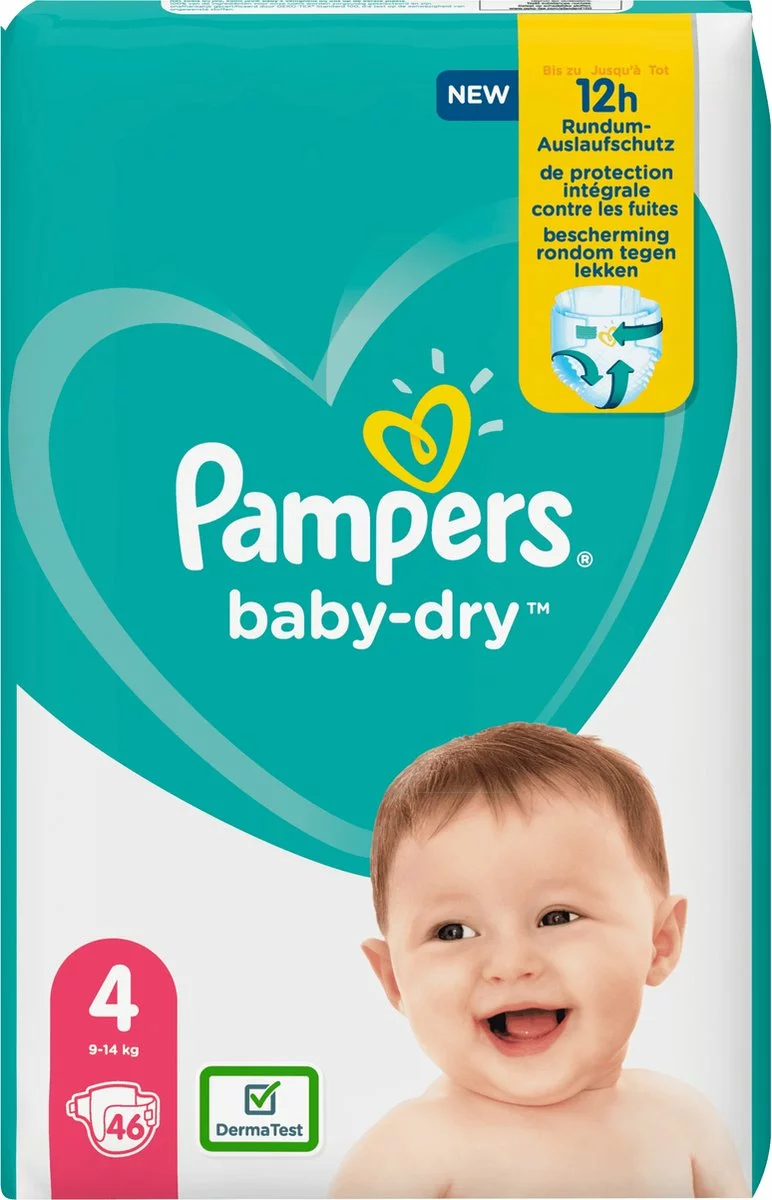 Pampers® Pampers Baby-Dry Maat 4, 46 Luiers, Tot 12 Uur Bescherming, 9-14kg 7 Pampers® Pampers Baby-Dry Maat 4, 46 Luiers, Tot 12 Uur Bescherming, 9-14kg - Afbeelding 5