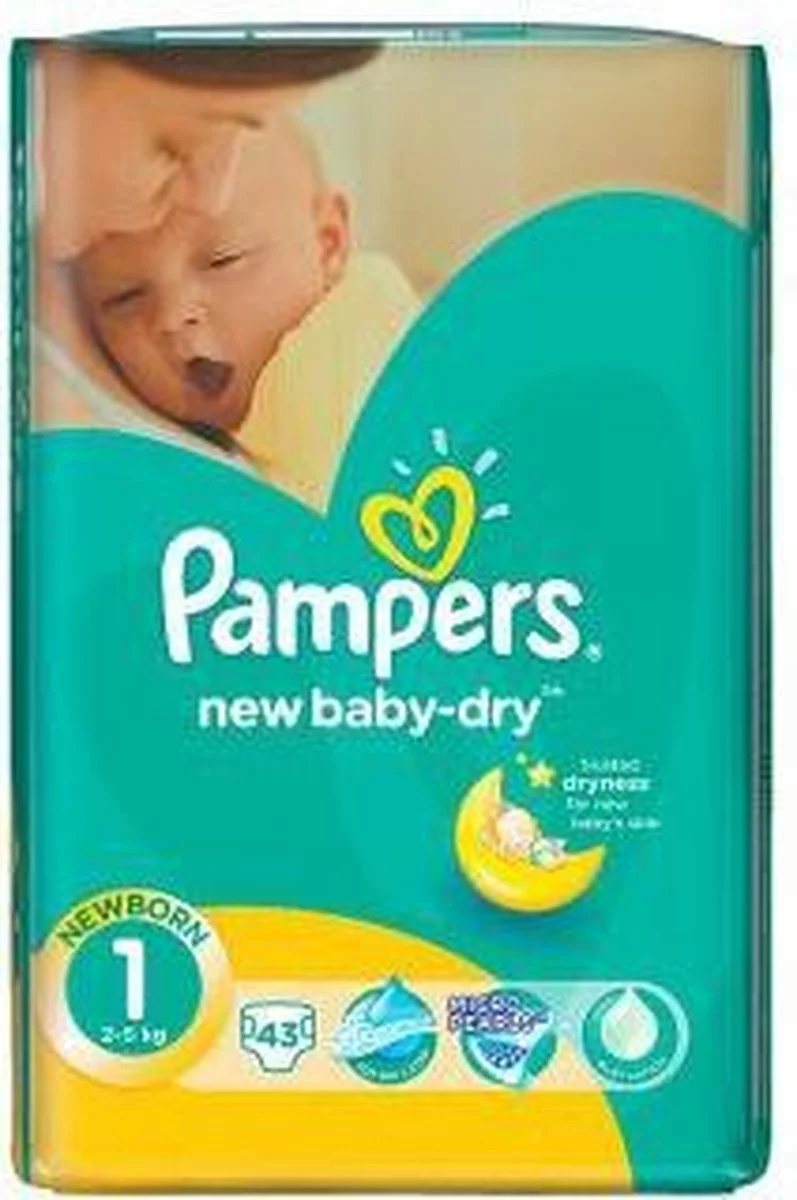 Pampers® Pampers New Baby Dry - Maat 1 (New Born) 2-5 Kg - Jumbo Box 3x43 Luiers - 129 Stuks 4 Pampers® Pampers New Baby Dry - Maat 1 (New Born) 2-5 Kg - Jumbo Box 3x43 Luiers - 129 Stuks - Afbeelding 2