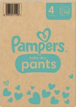 Pampers® Pampers Baby-Dry Pants - Maat 4 (9-15kg) - 180 Luierbroekjes - Maandbox -Pampers Katoenen luiers Verkoopwinkel 852x1200
