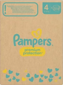 Pampers® Pampers Premium Protection - Maat 4 (9kg - 14kg) - 174 Luiers - Maandbox -Pampers Katoenen luiers Verkoopwinkel 882x1200