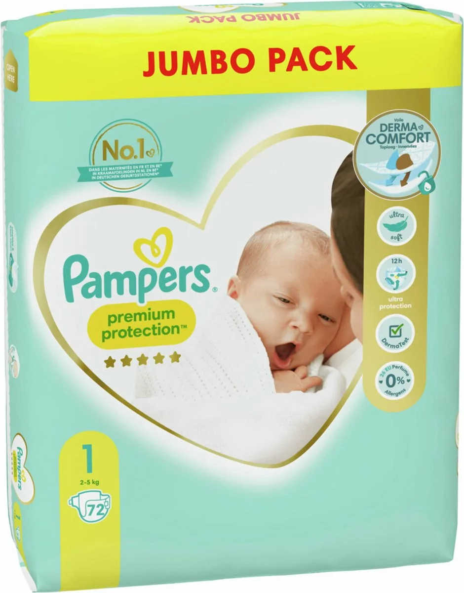 Pampers® Pampers Premium Protection Maat 1 (2-5kg) - 216 Luiers 6 Pampers® Pampers Premium Protection Maat 1 (2-5kg) - 216 Luiers - Afbeelding 4