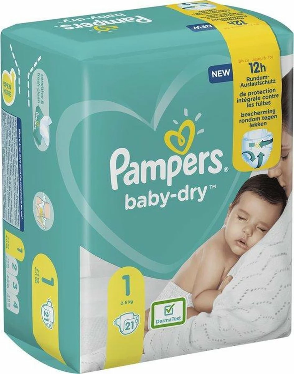 Pampers® Pampers Baby Dry Maat 1 Newborn (2-5kg) - XL Pakket - 21 Stuks - Luiers - Limited Edition 7 Pampers® Pampers Baby Dry Maat 1 Newborn (2-5kg) - XL Pakket - 21 Stuks - Luiers - Limited Edition - Afbeelding 5