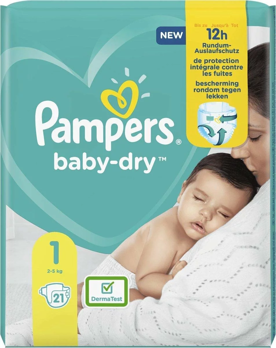 Pampers® Pampers Baby Dry Maat 1 Newborn (2-5kg) - XL Pakket - 21 Stuks - Luiers - Limited Edition 3 Pampers® Pampers Baby Dry Maat 1 Newborn (2-5kg) - XL Pakket - 21 Stuks - Luiers - Limited Edition