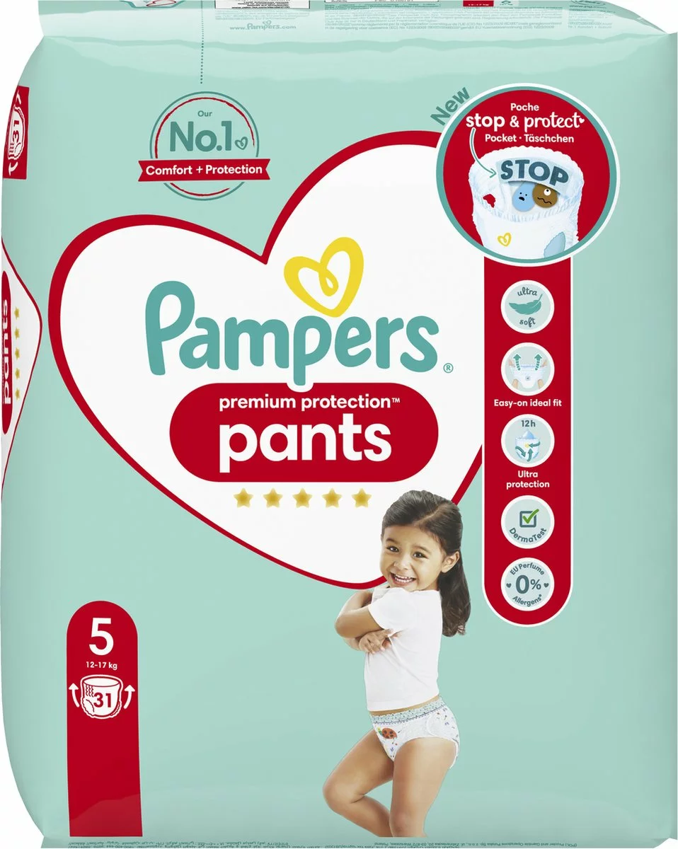 Pampers® Pampers - Premium Protection Pants - Maat 5 - Small Pack - 31 Luierbroekjes 4 Pampers® Pampers - Premium Protection Pants - Maat 5 - Small Pack - 31 Luierbroekjes - Afbeelding 2