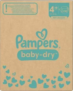 Pampers® Pampers Baby-Dry - Maat 4+ (10kg - 15kg) - 198 Luiers - Maandbox 25 Pampers® Pampers Baby-Dry - Maat 4+ (10kg - 15kg) - 198 Luiers - Maandbox -Pampers Katoenen luiers Verkoopwinkel 967x1200