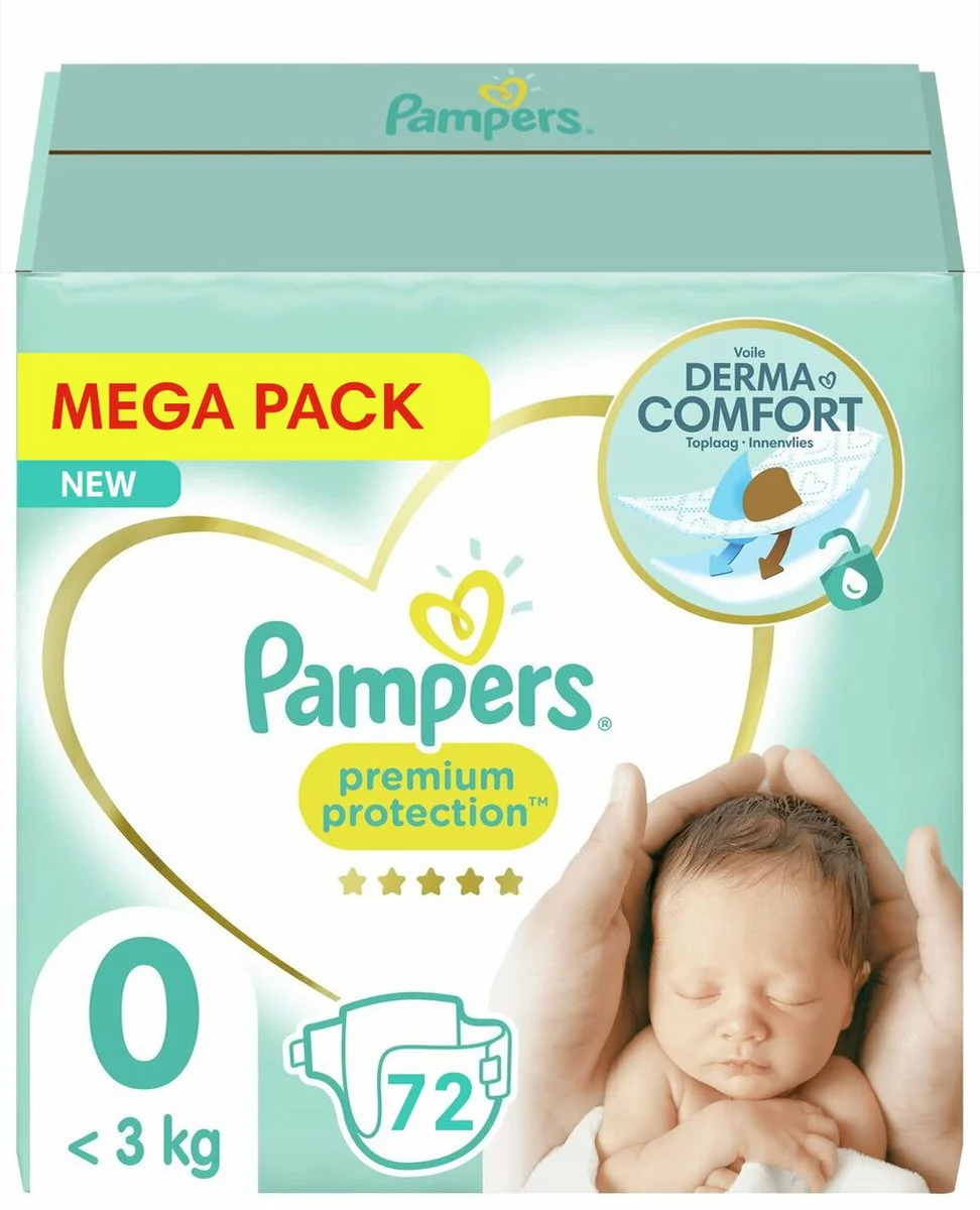 Pampers® Pampers - Premium Protection - Maat 0 - Mega Pack - 72 Luiers - Premature Luiers 3 Pampers® Pampers - Premium Protection - Maat 0 - Mega Pack - 72 Luiers - Premature Luiers