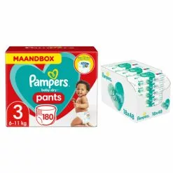 Pampers® Pampers Baby Dry Pants Maandbox Maat 3 180 Luierbroekjes En Aqua Pure 864 Billendoekjes Pakket