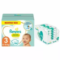 Pampers® Pampers Premium Protection Maat 3 204 Luiers En Aqua Pure 864 Billendoekjes Pakket
