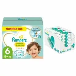 Pampers® Pampers Premium Protection Maandbox Maat 6 120 Luiers En Aqua Pure 864 Billendoekjes Pakket