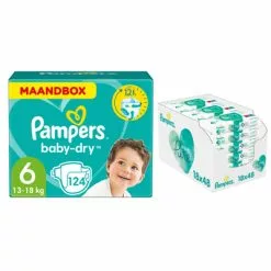Pampers® Pampers Baby Dry Maandbox Maat 6 124 Luiers En Aqua Pure 864 Billendoekjes Pakket