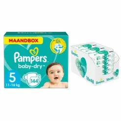 Pampers® Pampers Baby Dry Maandbox Maat 5 144 Luiers En Aqua Pure 864 Billendoekjes Pakket