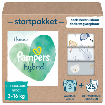Pampers® 2x Pampers Harmonie Hybrid Starterspakket Met 3 Wasbare Luiers En 25 Toplagen 1 Set 3 Pampers® 2x Pampers Harmonie Hybrid Starterspakket Met 3 Wasbare Luiers En 25 Toplagen 1 Set